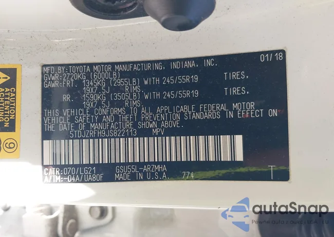 5TDJZRFH9JS822113: 43403521