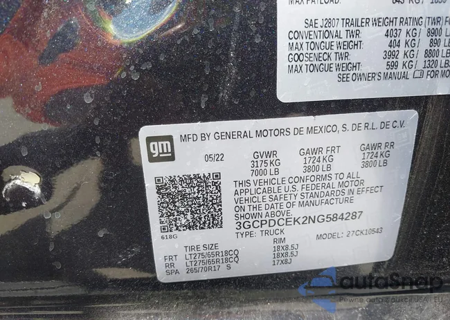 3GCPDCEK2NG584287: 43404599