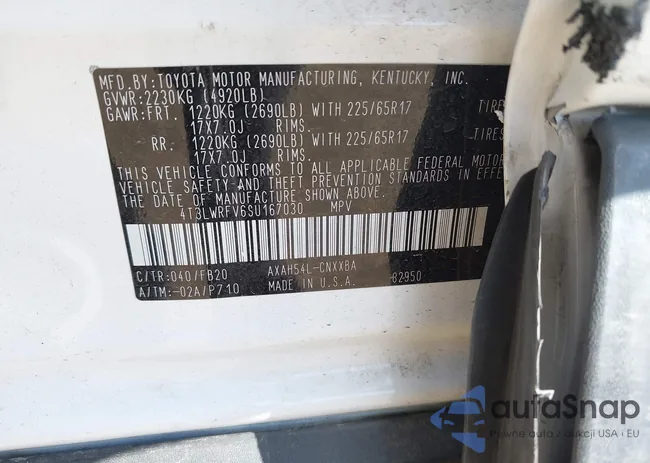 4T3LWRFV6SU167030: 43404790