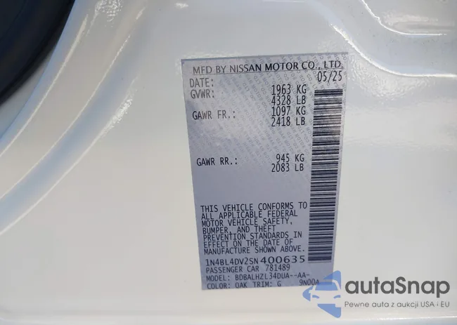 1N4BL4DV2SN400635: 43404817