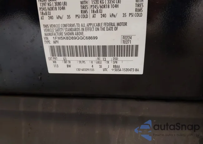 1FM5K8D89GGC68699: 43404829