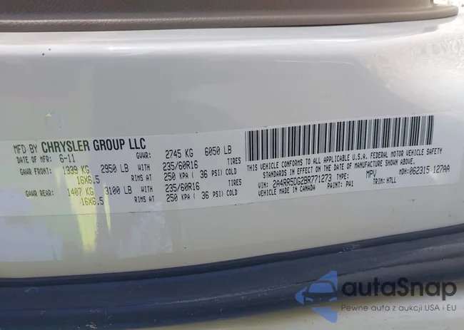 2A4RR5DG2BR771273: 43405015