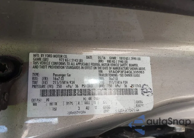 1FADP3F24GL335963: 43404304