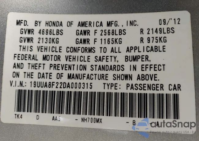 19UUA8F22DA000315: 43404561