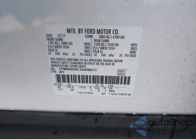 1FM5K8D87JGA56617: 43405615