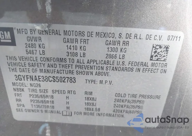 3GYFNAE38CS502783: 43405645