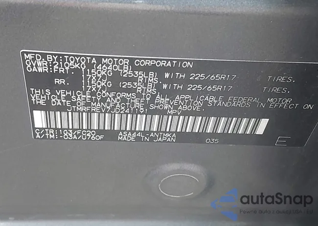 JTMRFREV7JD241191: 43405666