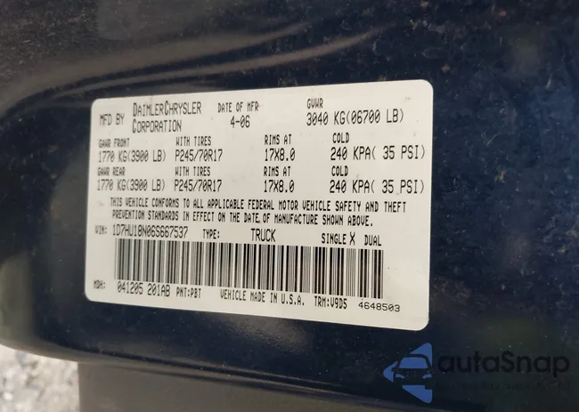 1D7HU18N06S667537: 43405689