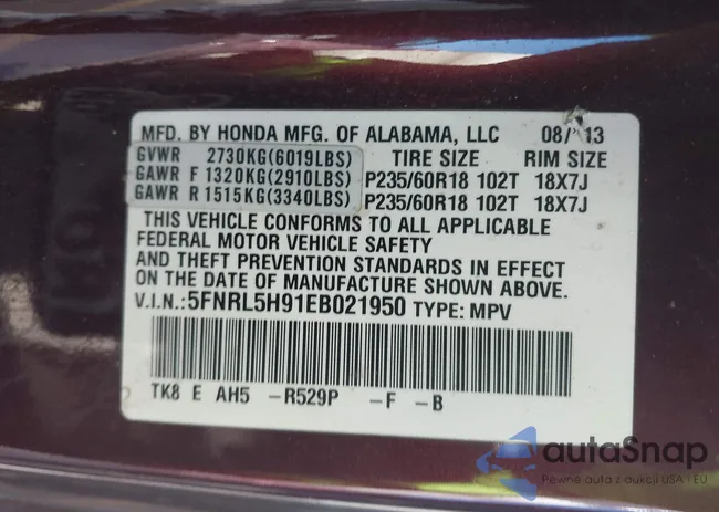 5FNRL5H91EB021950: 43405840