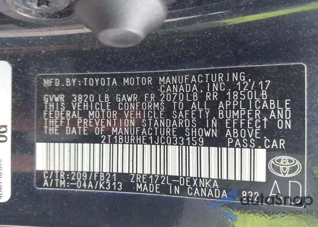 2T1BURHE1JC033159: 43406175