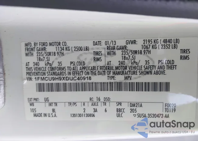 1FMCU9H9XDUC40918: 43405201