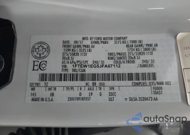 1FTEW1EG5JFA67112: 43405244