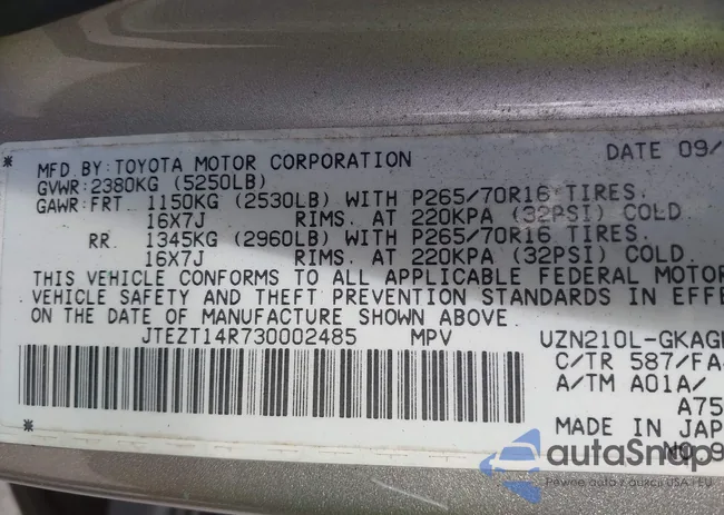 JTEZT14R730002485: 43405400