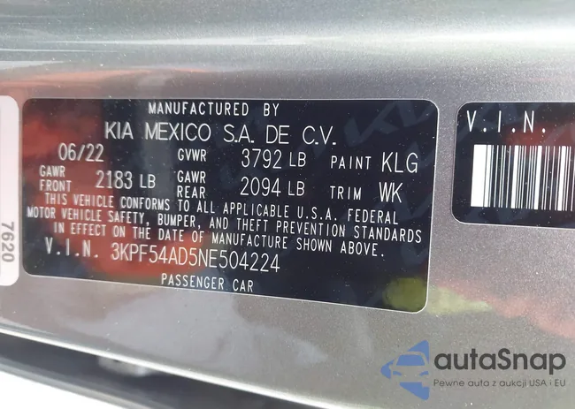 3KPF54AD5NE504224: 43405464