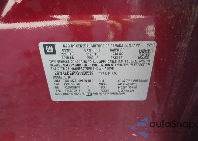 2GNALDEK5G1158529: 43405507