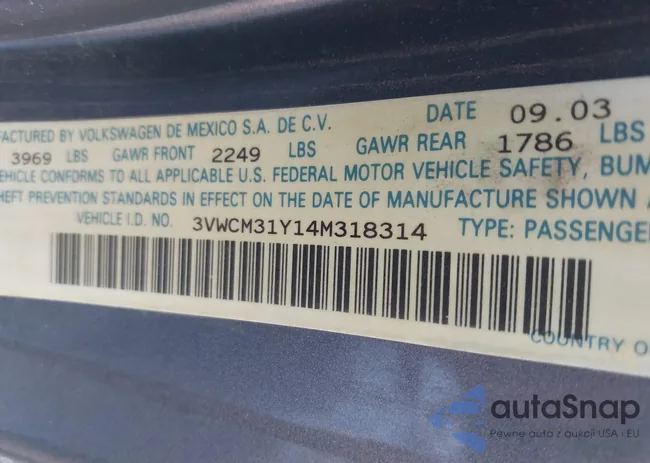 3VWCM31Y14M318314: 43405530