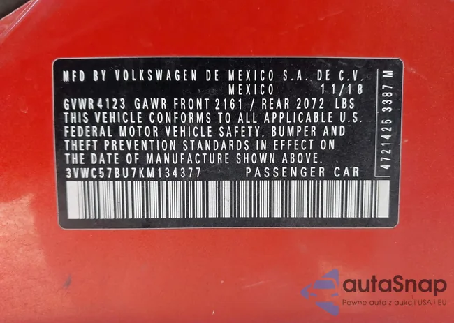 3VWC57BU7KM134377: 43406599