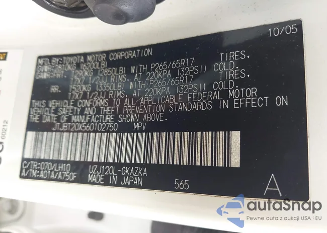 JTJBT20X560102750: 43406785