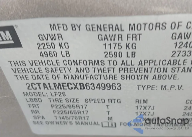 2CTALMECXB6349963: 43406885