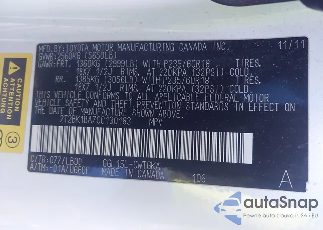 2T2BK1BA7CC130183: 43406908