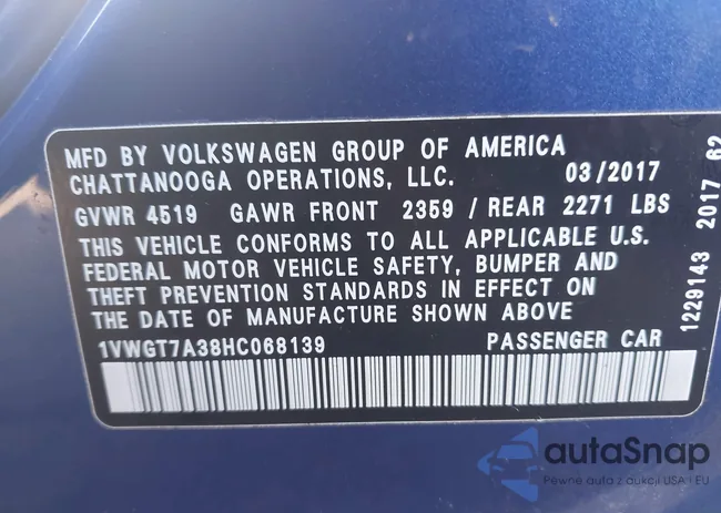 1VWGT7A38HC068139: 43406922