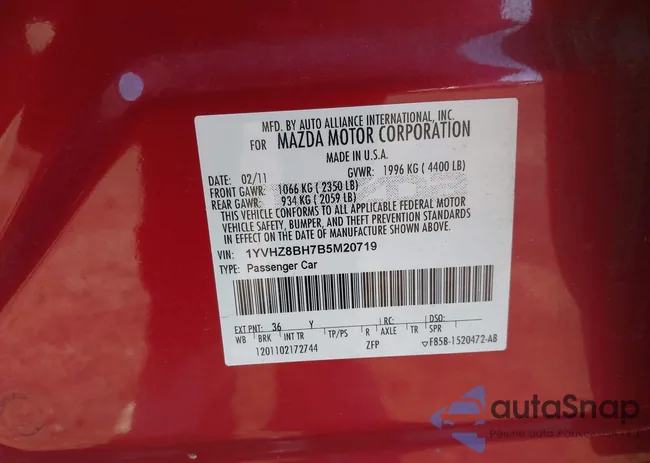 1YVHZ8BH7B5M20719: 43406961