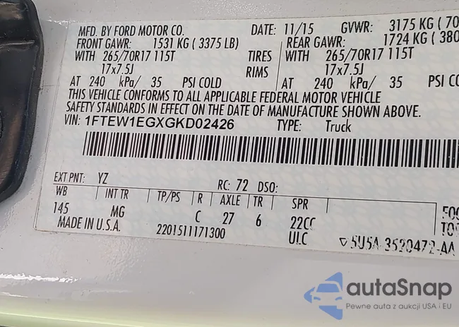 1FTEW1EGXGKD02426: 43407024