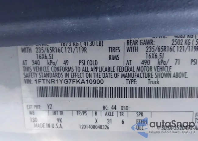 1FTNR1YG7FKA10900: 43407062