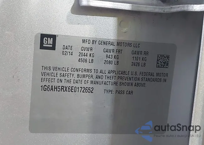 1G6AH5RX6E0172652: 43407099