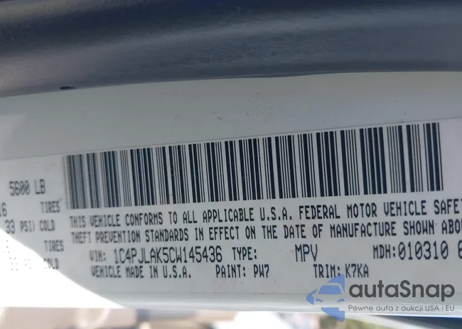 1C4PJLAK5CW145436: 43407153