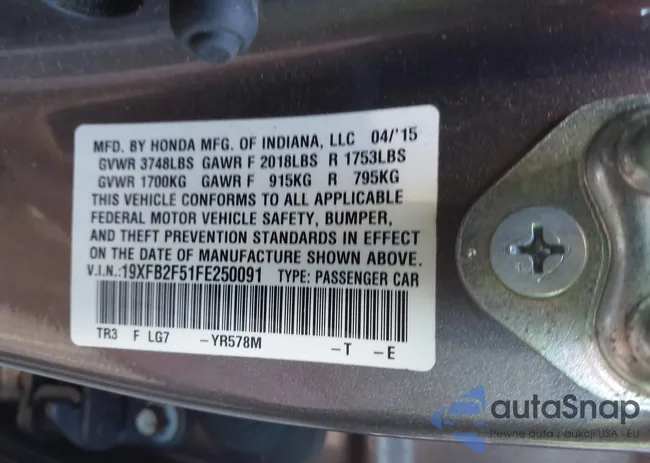 19XFB2F51FE250091: 43407172