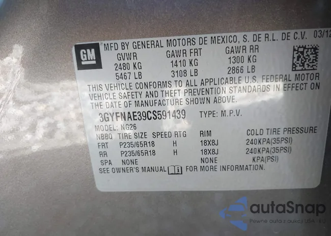 3GYFNAE39CS591439: 43406240