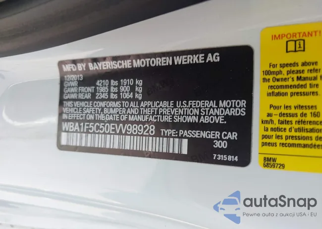 WBA1F5C50EVV98928: 43406320