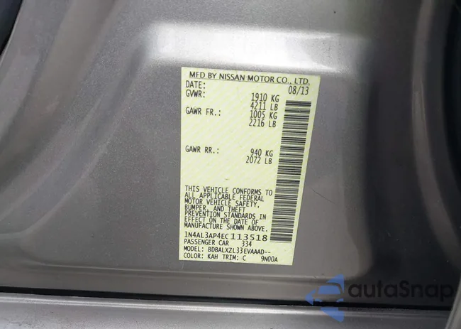 1N4AL3AP4EC113518: 43406353