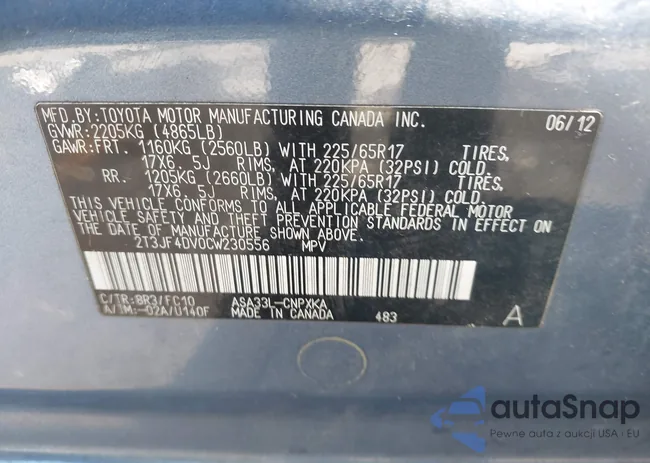 2T3JF4DV0CW230556: 43406424