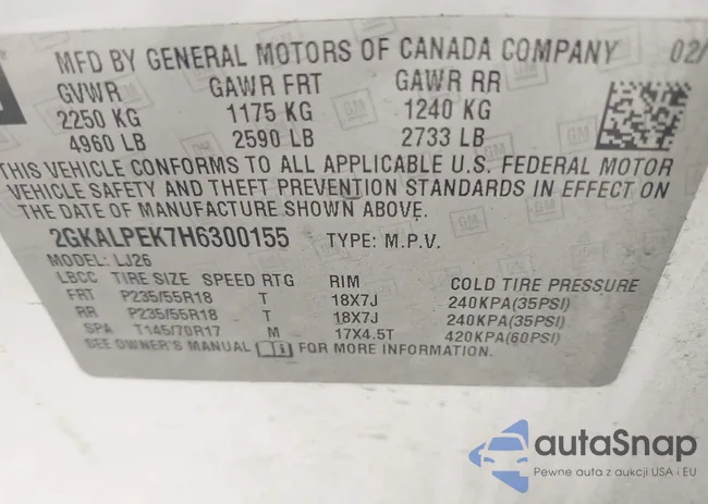 2GKALPEK7H6300155: 43406431