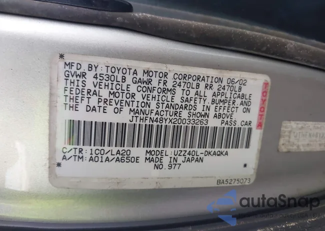 JTHFN48YX20033263: 43406436