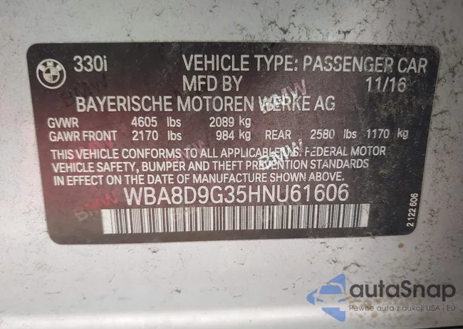 WBA8D9G35HNU61606: 43406511