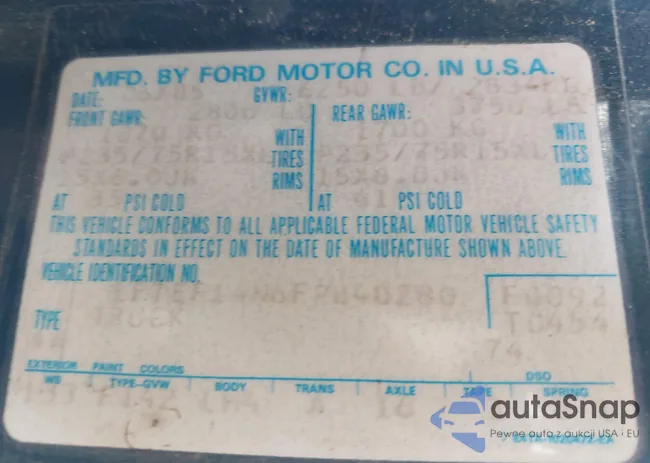 1FTEF14N6FPB40280: 43407600