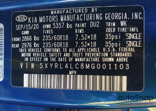 5XYRL4LC8MG001103: 43407682