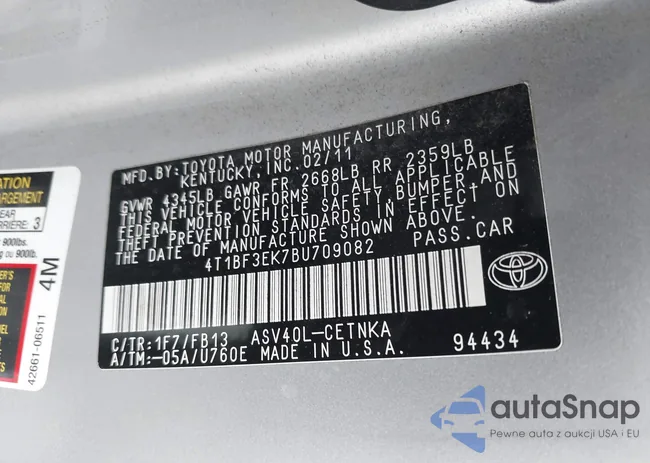 4T1BF3EK7BU709082: 43407712