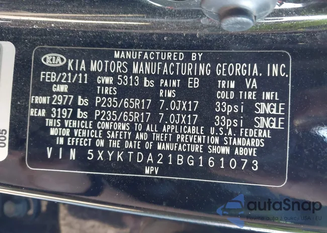 5XYKTDA21BG161073: 43407815