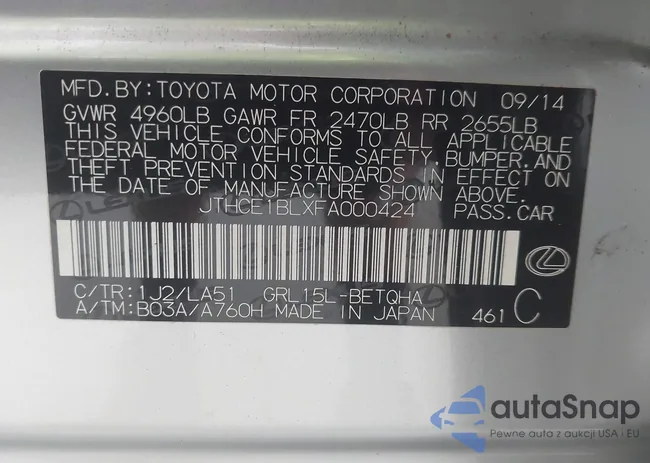 JTHCE1BLXFA000424: 43407835