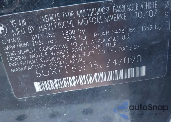 5UXFE83518LZ47090: 43407872