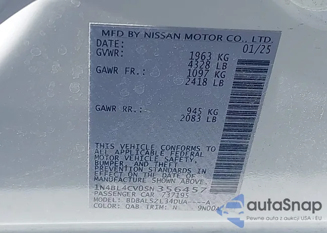 1N4BL4CV0SN356457: 43407893