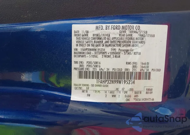 1FAHP32N99W195234: 43408081