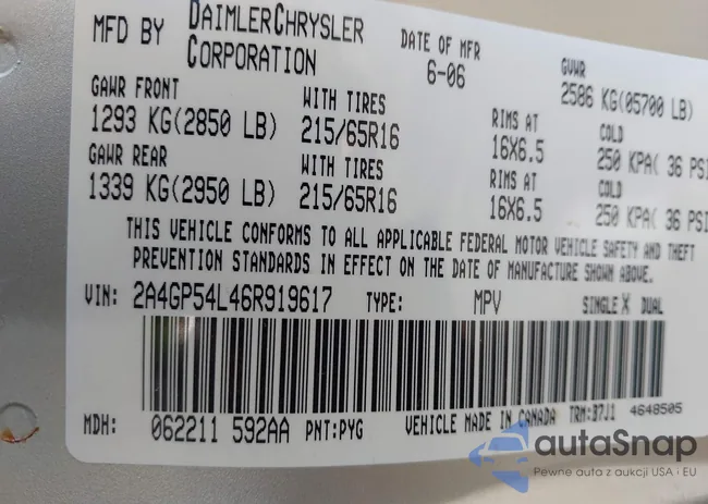 2A4GP54L46R919617: 43408085