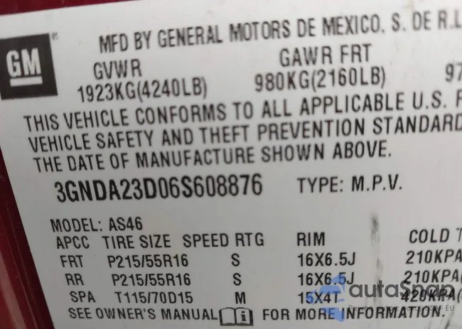 3GNDA23D06S608876: 43408098