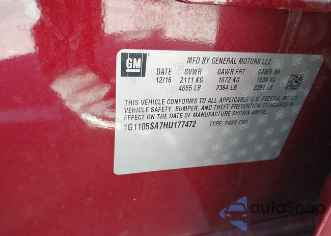 1G1105SA7HU177472: 43408145