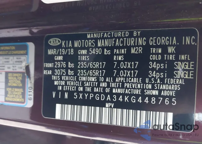 5XYPGDA34KG448765: 43407279